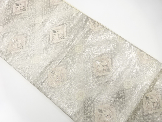 JAPANESE KIMONO / ANTIQUE FUKURO OBI / SILK / WOVEN CRANES